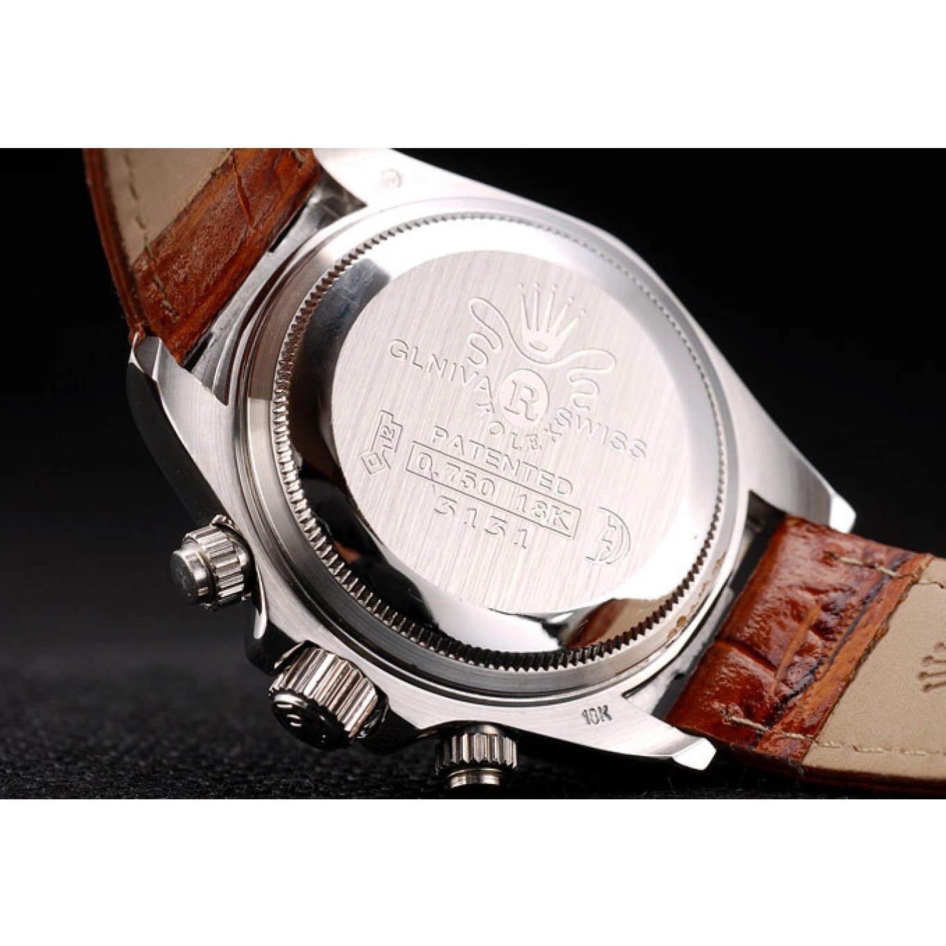Rolex aaa copy Lady Dial Tachymeter Rolex Strap Daytona Case Brown Steel Leather Stainless White 0711